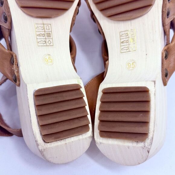 Kelsi Dagger Anthropologie Brooklyn Grove Brown Padded Strap Wood Sole Sandals - Picture 15 of 16